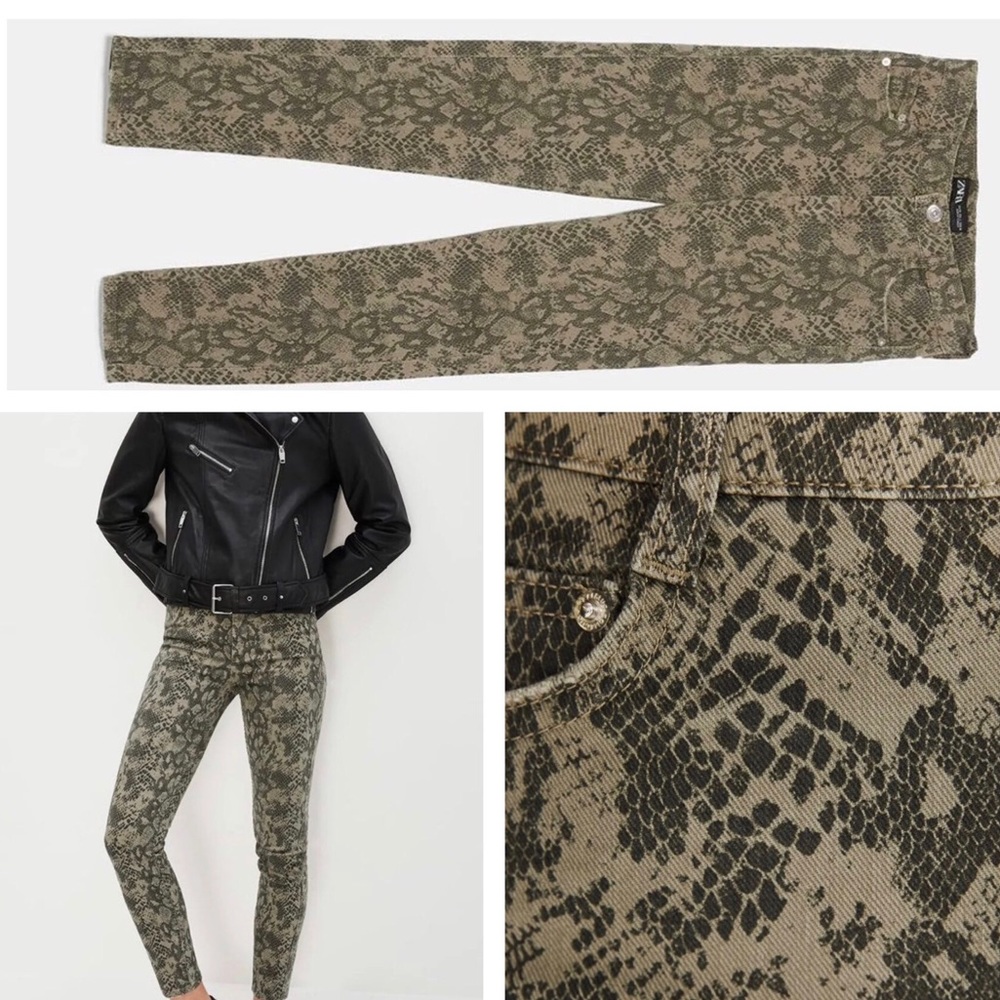 ZARA Animal Print Skinny Jeans Size: 6